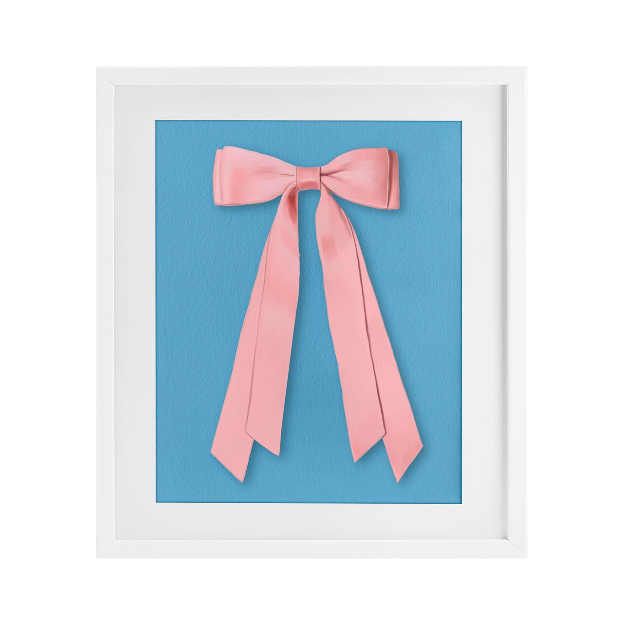 Stupell Industries Pink Satin Bow on Blue Framed Print Under Glass, design by Jilly Jack Designs